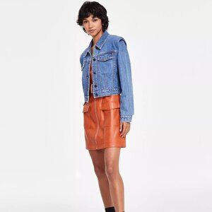 Avec Les Filles Flange-Shoulder Denim Crop Jacket NWOT XL